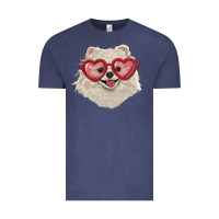 Vintage Denim white pomeranian with love glasses Vintage Tee - RanaPortraitStore