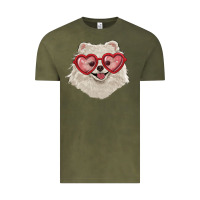 Vintage Olive white pomeranian with love glasses Vintage Tee - RanaPortraitStore