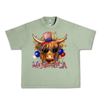 Oil Green moorica with cow billie wilder Urban Heavy Tee - texasbilliewilder