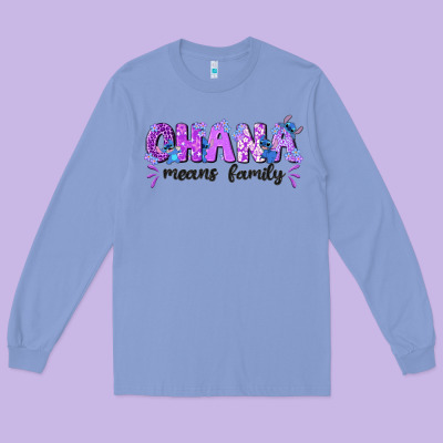 Ohana Means Family With Stitch Long Sleeve Tee Designed By Texasbilliewilder