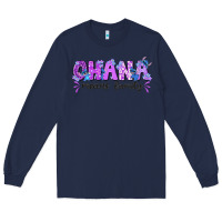 Navy ohana means family with stitch Long Sleeve Tee - texasbilliewilder