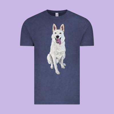 Vintage Tee Hand Drawing White Shepherd