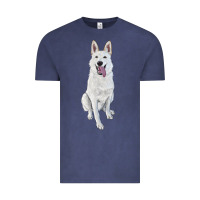 Vintage Denim Hand Drawing White Shepherd Vintage Tee - RanaPortraitStore