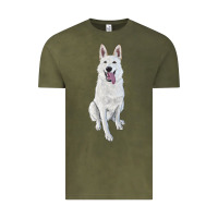 Vintage Olive Hand Drawing White Shepherd Vintage Tee - RanaPortraitStore