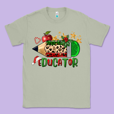 Christmas Educator Pencil Classic Tee Designed By Fadigitalartstudio