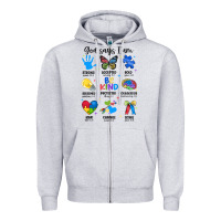 Heather Grey god says i am autism Zipper Hoodie - JahusDesignShop