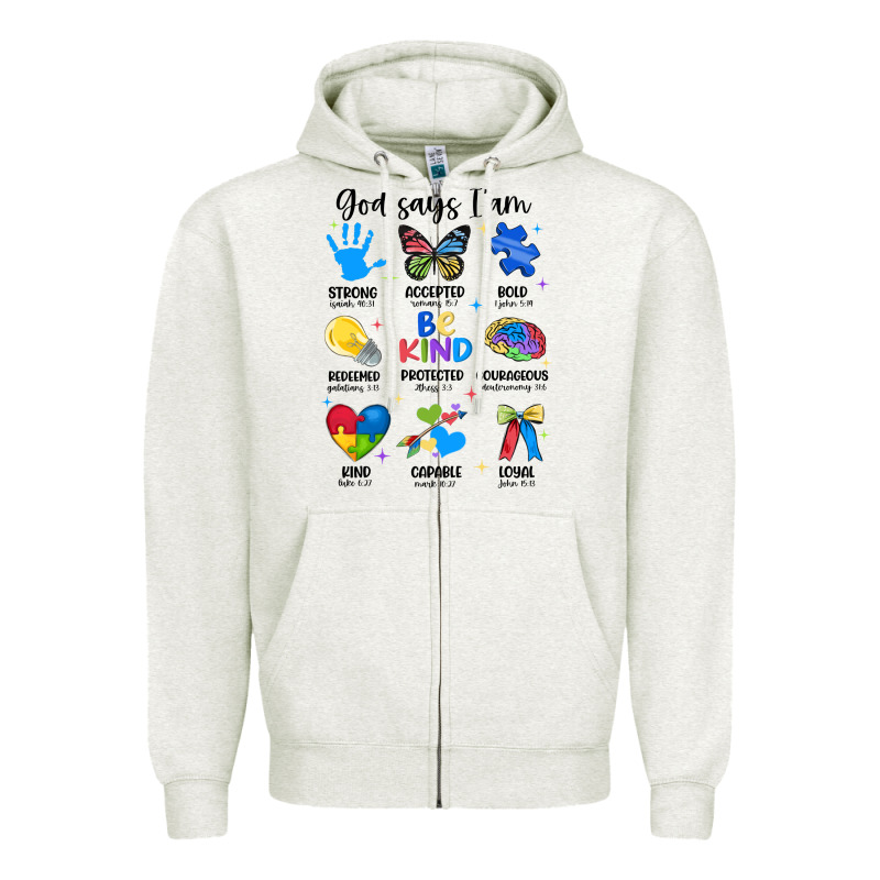 God Says I Am Autism Zipper Hoodie by JahusDesignShop | Teevron