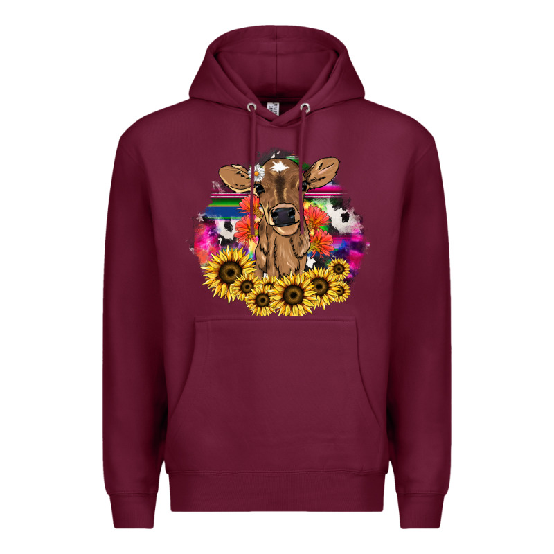 Baby Cow Flower Premium Hoodie by NancyCooperArtShop | Teevron