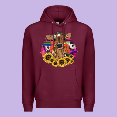 Baby Cow Flower Premium Hoodie Designed By Nancycooperartshop