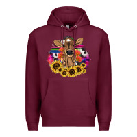 Burgundy baby cow flower Premium Hoodie - NancyCooperArtShop