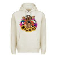 Oatmeal Heather baby cow flower Premium Hoodie - NancyCooperArtShop