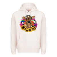 Pale Pink baby cow flower Premium Hoodie - NancyCooperArtShop