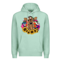 Seafoam baby cow flower Premium Hoodie - NancyCooperArtShop
