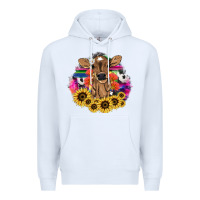 White baby cow flower Premium Hoodie - NancyCooperArtShop