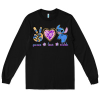 Black peace love stitch Long Sleeve Tee - texasbilliewilder