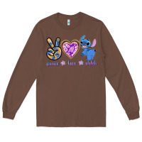 Chestnut peace love stitch Long Sleeve Tee - texasbilliewilder