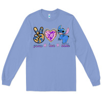 Colony Blue peace love stitch Long Sleeve Tee - texasbilliewilder