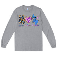 Heather Grey peace love stitch Long Sleeve Tee - texasbilliewilder