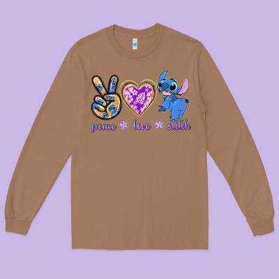 Peace Love Stitch Long Sleeve Tee Designed By Texasbilliewilder