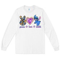 White peace love stitch Long Sleeve Tee - texasbilliewilder