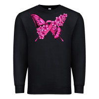 Black pink ribbon breast cancer butterfly Premium Sweatshirt - Jasminsmagicworld