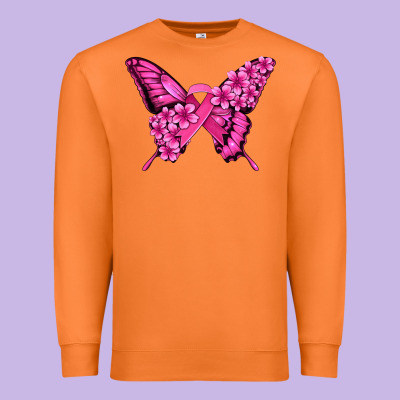 Pink Ribbon Breast Cancer Butterfly Premium Sweatshirt Designed By Jasminsmagicworld
