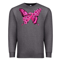 Charcoal Heather pink ribbon breast cancer butterfly Premium Sweatshirt - Jasminsmagicworld
