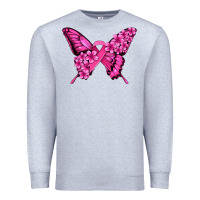 Heather Grey pink ribbon breast cancer butterfly Premium Sweatshirt - Jasminsmagicworld