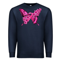 Navy pink ribbon breast cancer butterfly Premium Sweatshirt - Jasminsmagicworld
