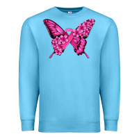 Ocean Blue pink ribbon breast cancer butterfly Premium Sweatshirt - Jasminsmagicworld