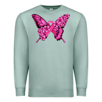 Seafoam pink ribbon breast cancer butterfly Premium Sweatshirt - Jasminsmagicworld