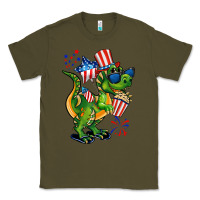 Army Green 4th of July T-Rex Classic Tee - CowGirlArtShop