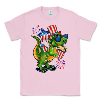 Bubblegum Pink 4th of July T-Rex Classic Tee - CowGirlArtShop