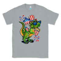 Heather Grey 4th of July T-Rex Classic Tee - CowGirlArtShop