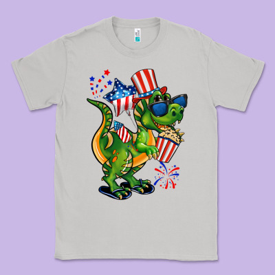4th Of July T-rex Classic Tee Designed By Cowgirlartshop