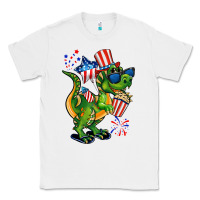 White 4th of July T-Rex Classic Tee - CowGirlArtShop