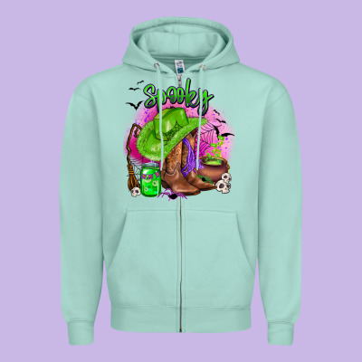 Spooky Cowgirl  Halloween Zipper Hoodie Designed By Adodesignshop