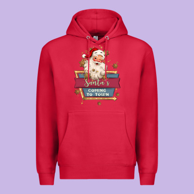 Santa's Coming To Town Premium Hoodie Designed By Maliassmallbusiness