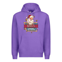 Purple santa's coming to town Premium Hoodie - MaliasSmallBusiness