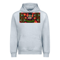Heather Grey Chingona Sugar Skull License Plate Urban Hoodie - BundleAndBundleShop