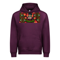 Mauve Wine Chingona Sugar Skull License Plate Urban Hoodie - BundleAndBundleShop