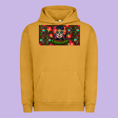 Chingona Sugar Skull License Plate Urban Hoodie Designed By Bundleandbundleshop