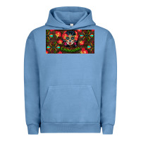 Pigment Pebble Blue Chingona Sugar Skull License Plate Urban Hoodie - BundleAndBundleShop