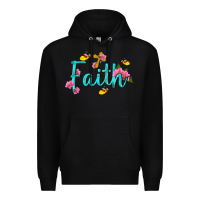 Black faith with flower and butterfly Premium Hoodie - NancyCooperArtShop