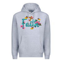 Heather Grey faith with flower and butterfly Premium Hoodie - NancyCooperArtShop