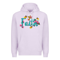 Lilac faith with flower and butterfly Premium Hoodie - NancyCooperArtShop