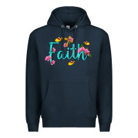 Navy faith with flower and butterfly Premium Hoodie - NancyCooperArtShop