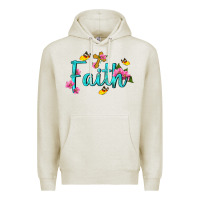Oatmeal Heather faith with flower and butterfly Premium Hoodie - NancyCooperArtShop