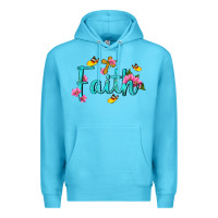 Ocean Blue faith with flower and butterfly Premium Hoodie - NancyCooperArtShop