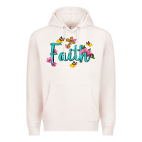 Pale Pink faith with flower and butterfly Premium Hoodie - NancyCooperArtShop